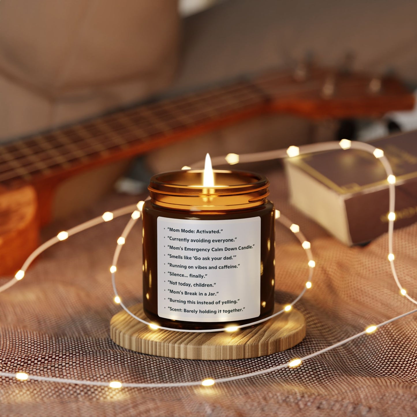 Scented Soy Candle — Amber Jar with Humorous Self-Care Label (Multi-Size)